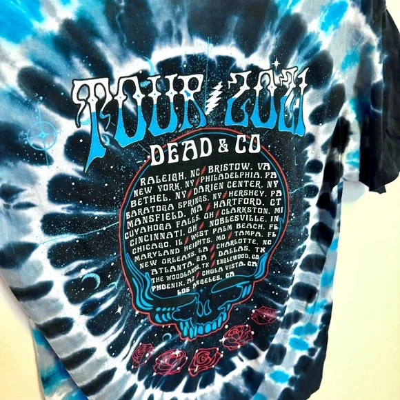RARE Liquid Blue Dead and Company 2021 Tour Tie Dye Graphic Tee – Medium